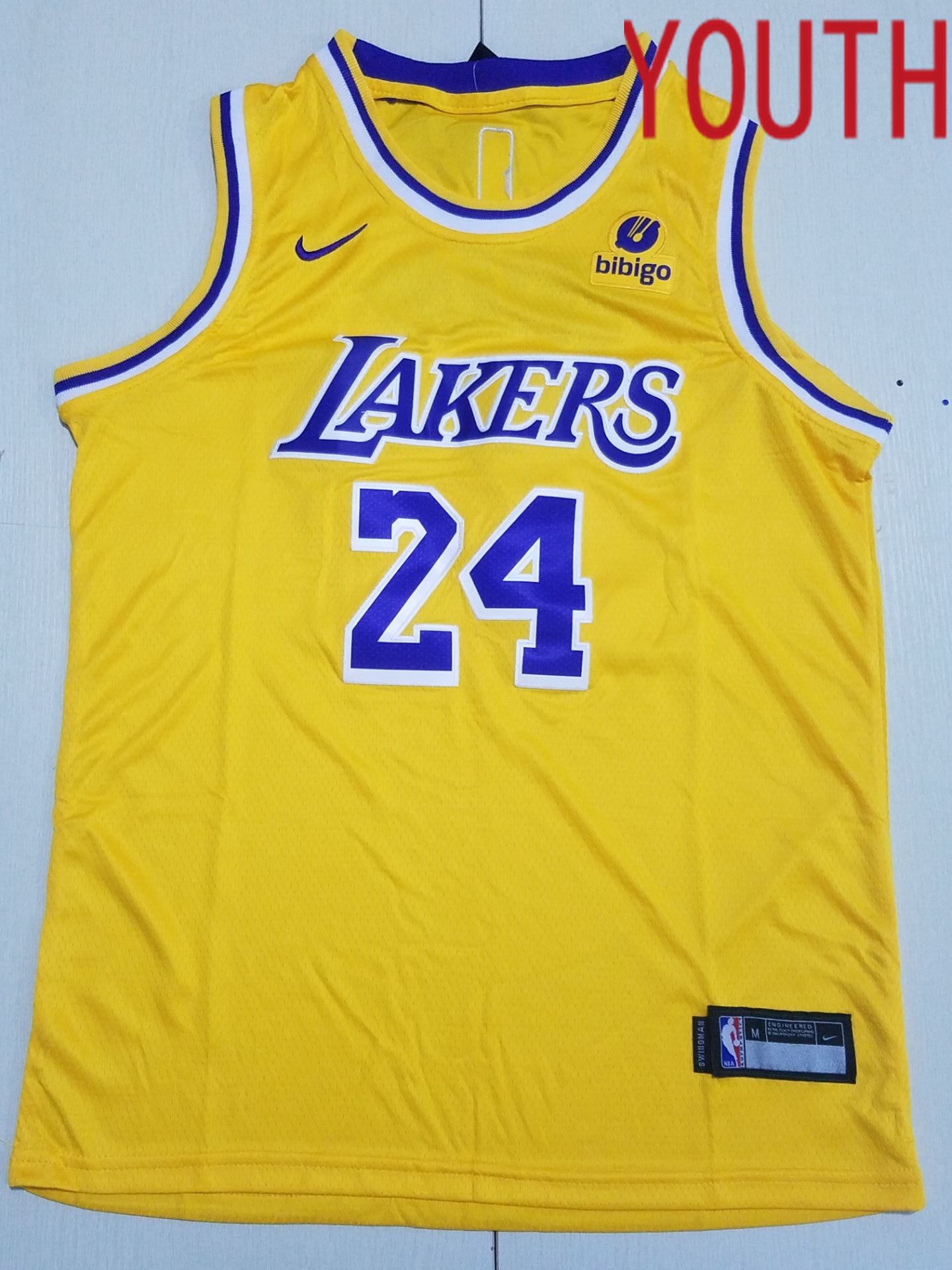 Youth Los Angeles Lakers #24 Bryant Yellow Nike 2022 NBA Jersey